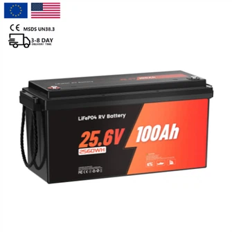 ESG US Stock 25,6 V 100ah Lithium Iron Batterie LifePo4 Solar Home Energy Storage BMS IP65 Golfwagen IP65 Abdichtung für Zuhause